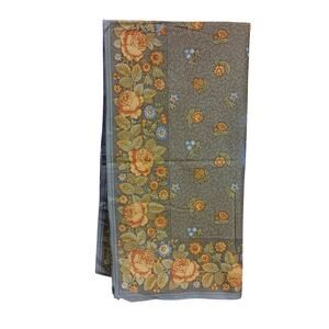 M.I.E 68 Ribeauville France Vintage 38" Square Floral Table Cloth Neutral Tone